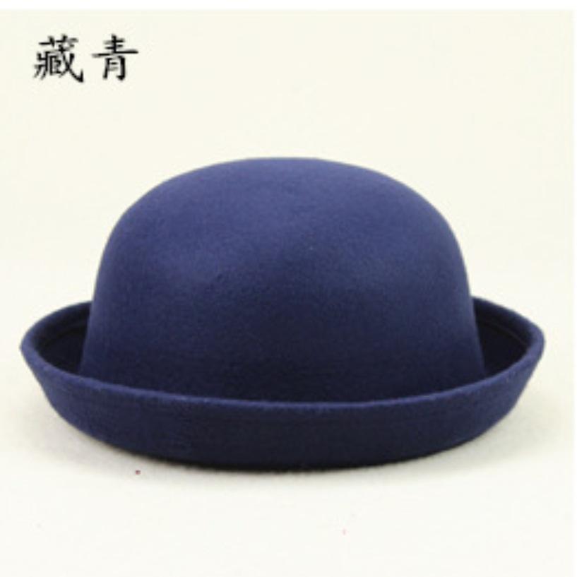 Round Basin Hat Jk Uniform Versatile Bowler Hat Imitation Cashmere Hat Woolen Flanged Hat Tide
