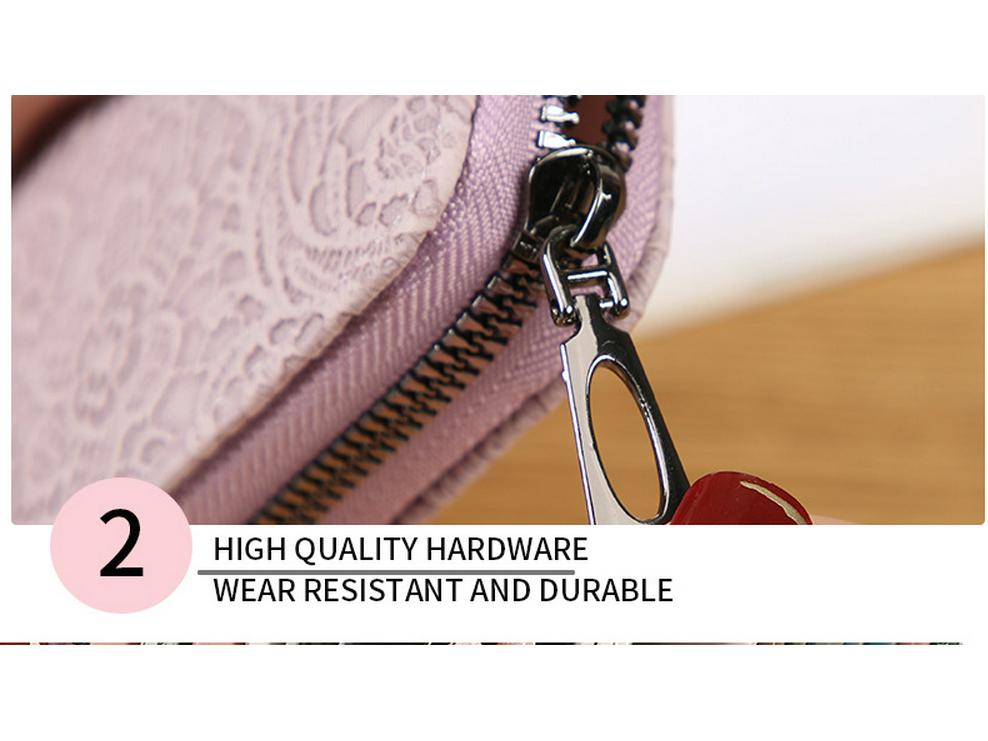 Trendy Embossed Single-Zip Women's Clutch Wallet with Multi-Card Slots