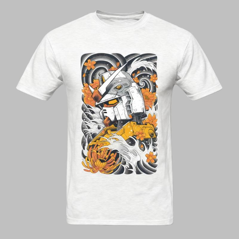 Gundam Anime Printing Oversized Cotton Tshirt Men and Women Comfortable Fashion Street Y2K Summer Absorb Sweat Loose Tshirt