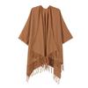 Lightweight Knit Shawl With Fringe Detail Womens Open Front Wrap Cardigan All
