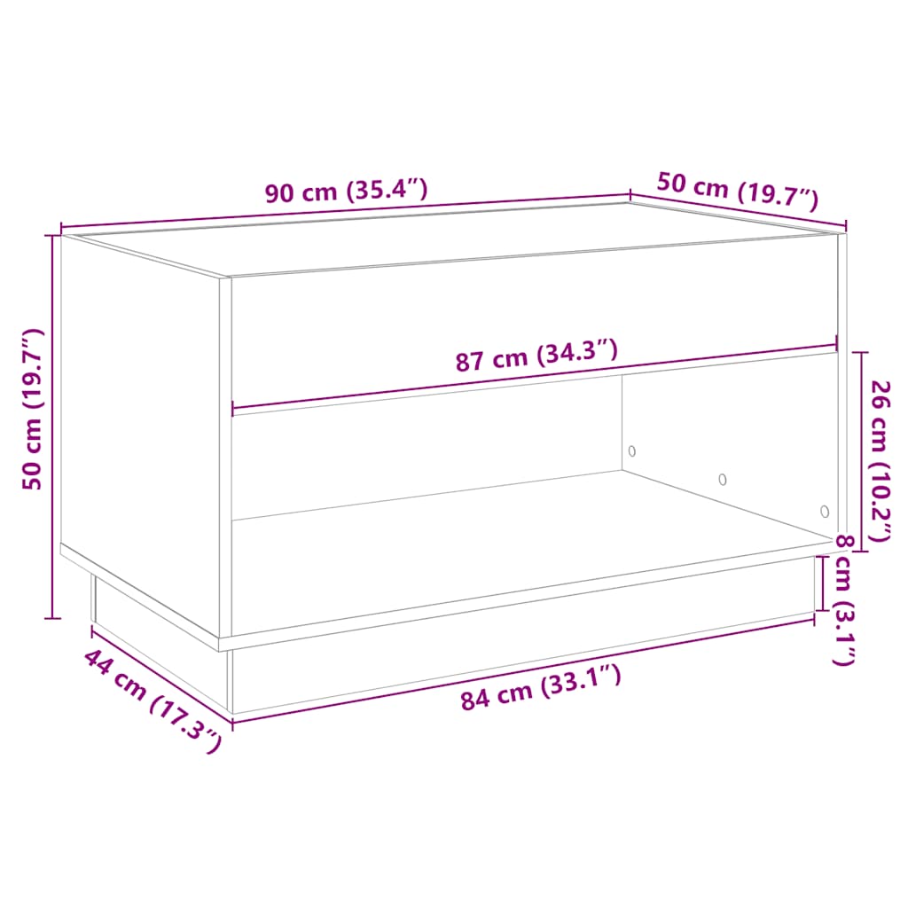 Infinity LED Coffee Table in White 90 x 50 x 50 cm