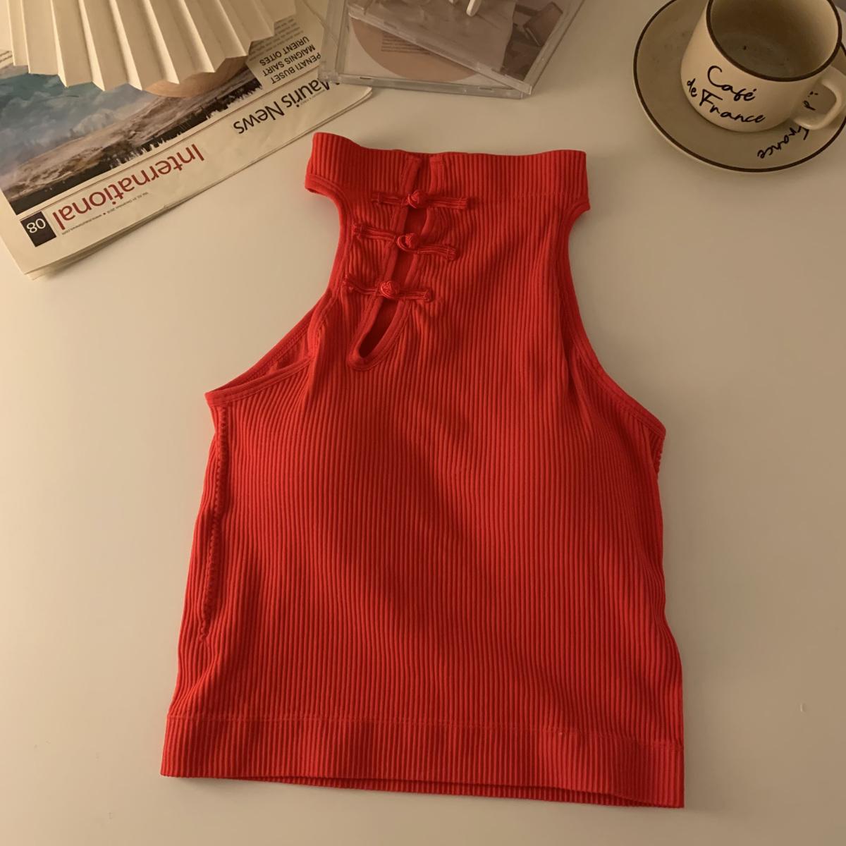 

Необычный жилет на подтяжках с накладкой на грудь в стиле ретро, ​​Spicy Girls, интегрированный низ и женское нижнее белье, дизайн бюстгальтера M красный