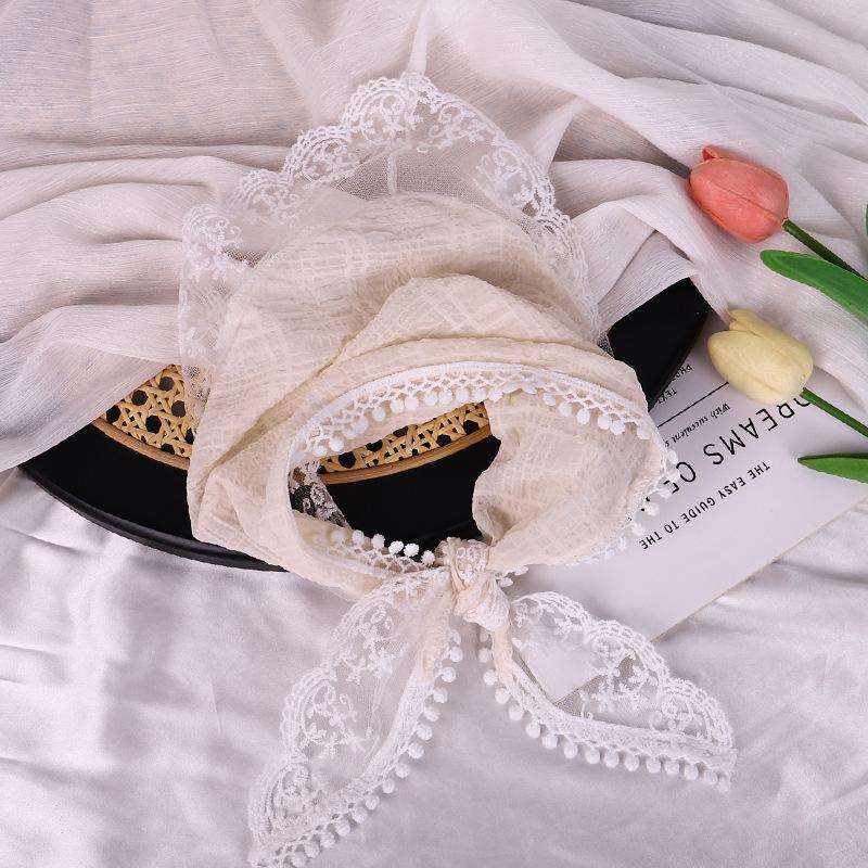 French Knit Lace Headscarf, Women's Boho Pastoral Triangle Hair Band Headband