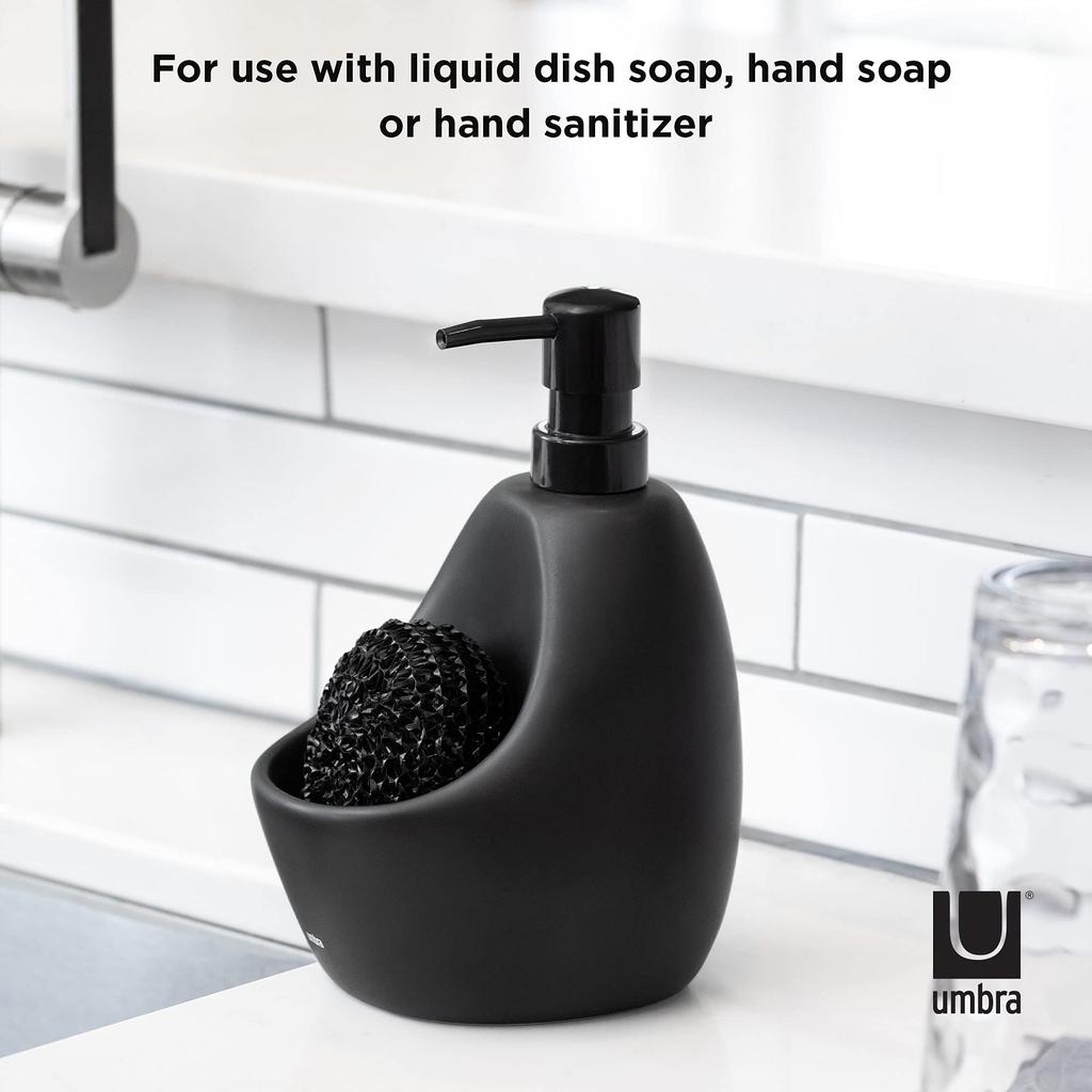 Umbra JOEY Soap Ceramic Soap Pump with 740ml Dispenser, Scrubby, Black,