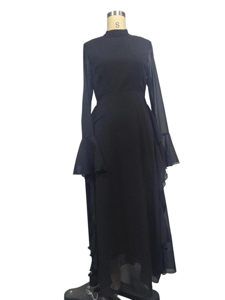 Elegant High-Waisted Bell Sleeve Maxi Dress 2025