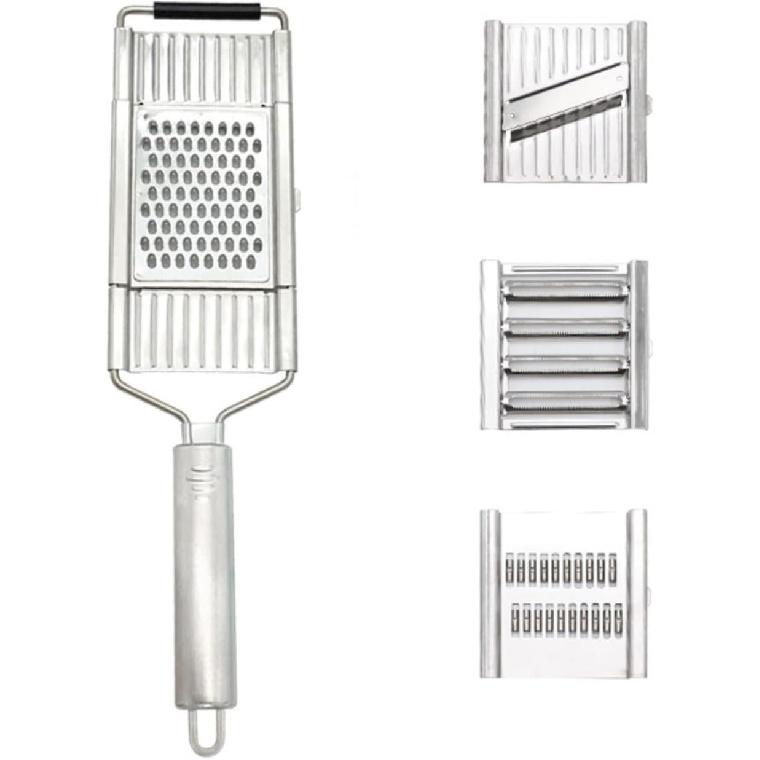 Multi-purpose Vegetable Slicer, Portable Stainless Steel Vegetable Cutter, 3-in-1 Manual Food Chopper, Adjustable Kitchen Tool for Onion Vegetable