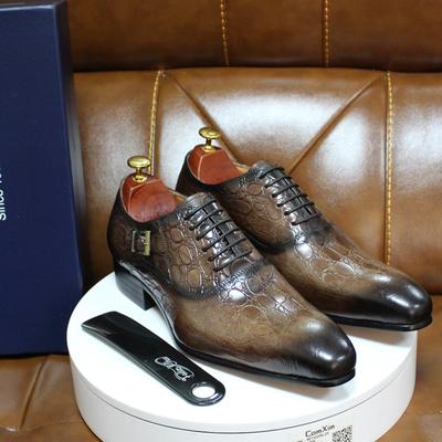 Fashion 2025 Autumn Winter Mens Dress Shoes Genuine Leather Buckle Lace Up Wedding Brogue Formal Oxfords Business Office Shoes for Men