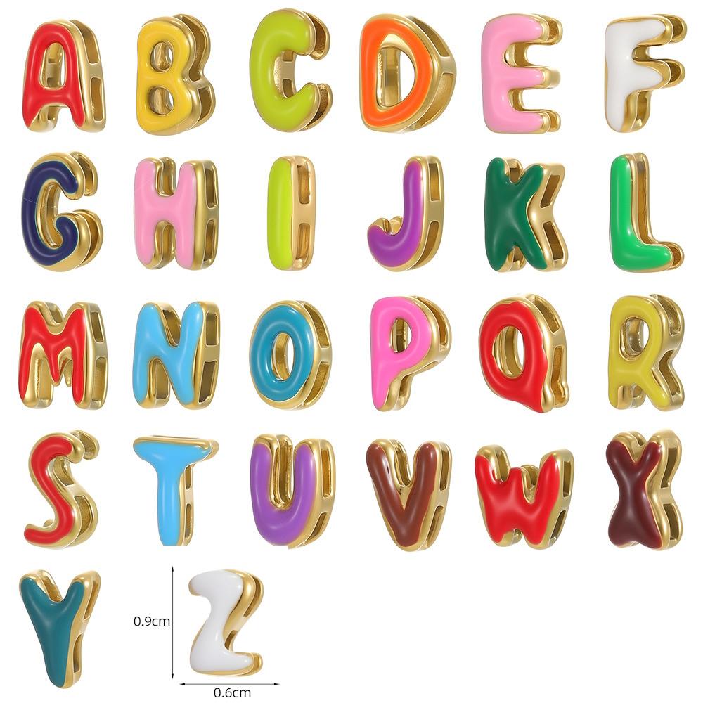 CARLIDANA Gold Plated Stainless Steel 26 Letter Charms Set Heart Bubble Initial A-Z Alphabet Letter Pendants for DIY Jewelry