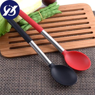Juego de cucharas de cocina de silicona, utensilios de cocina resistentes al calor, cuchara para rociar sólida, palo