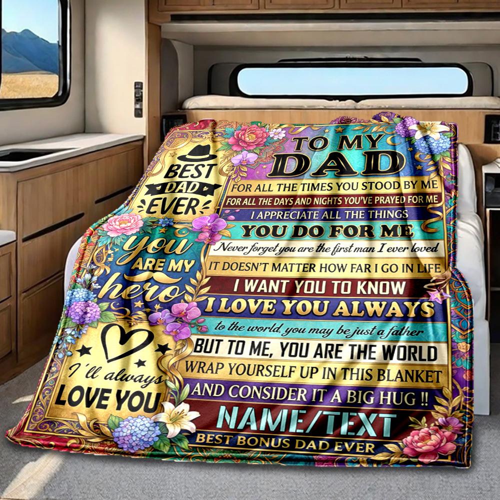 Father'S Day Thank You Dad Multipurpose Blanket Ultrasoft For Sofa Couch Office Bed Picnics Four Seasons Multipurpose Modern Style Suitable For