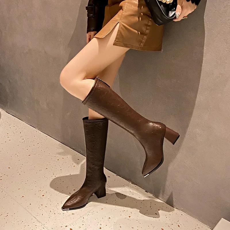High Heeled Boots for Women In The Autumn and Winter of with Pointed and Thick Heels High Boots and Long Boots