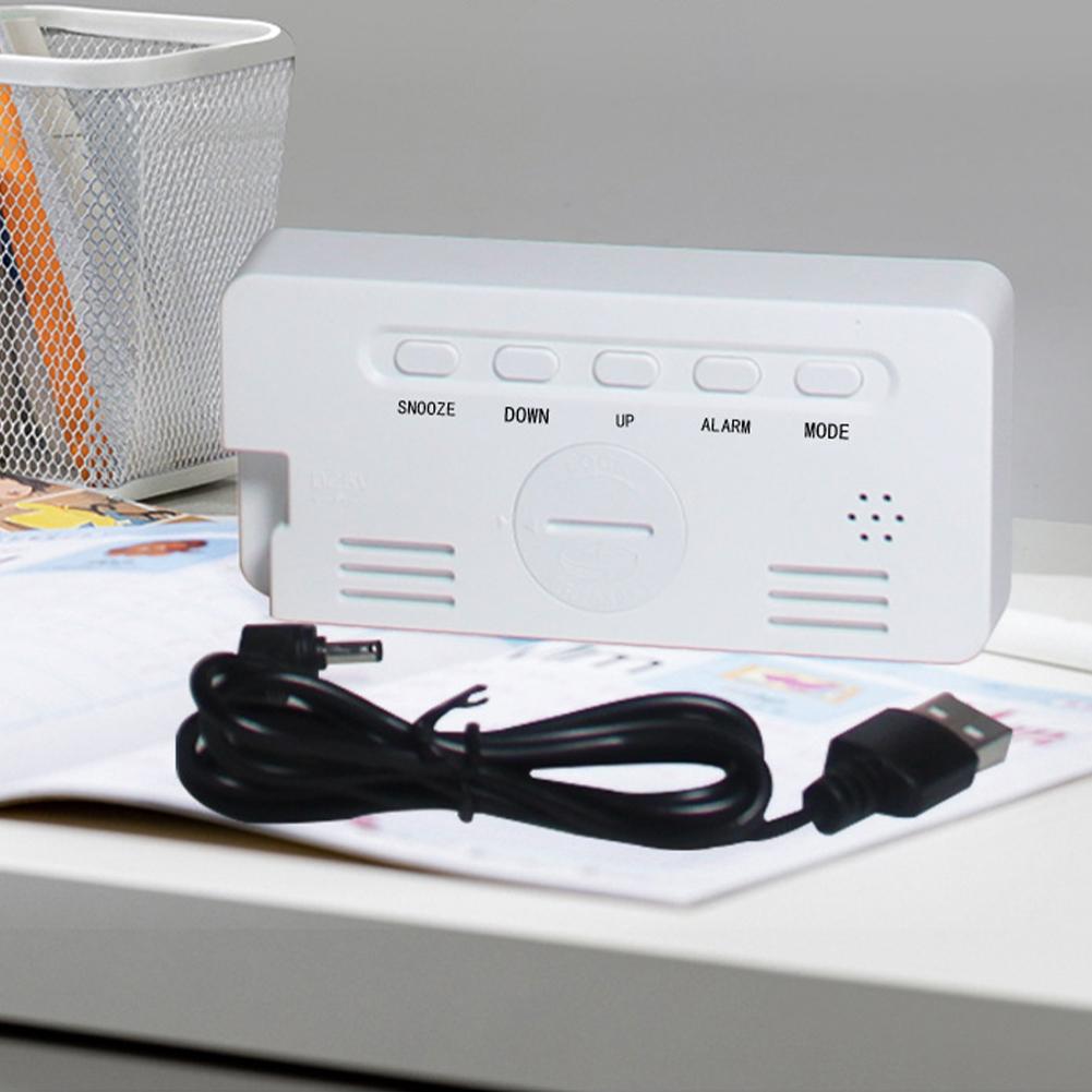 Digital Led Alarm Clock Voice Control Battery USB Dual Power Adjustable Brightness Mute For Teens Bedrooms Bedside