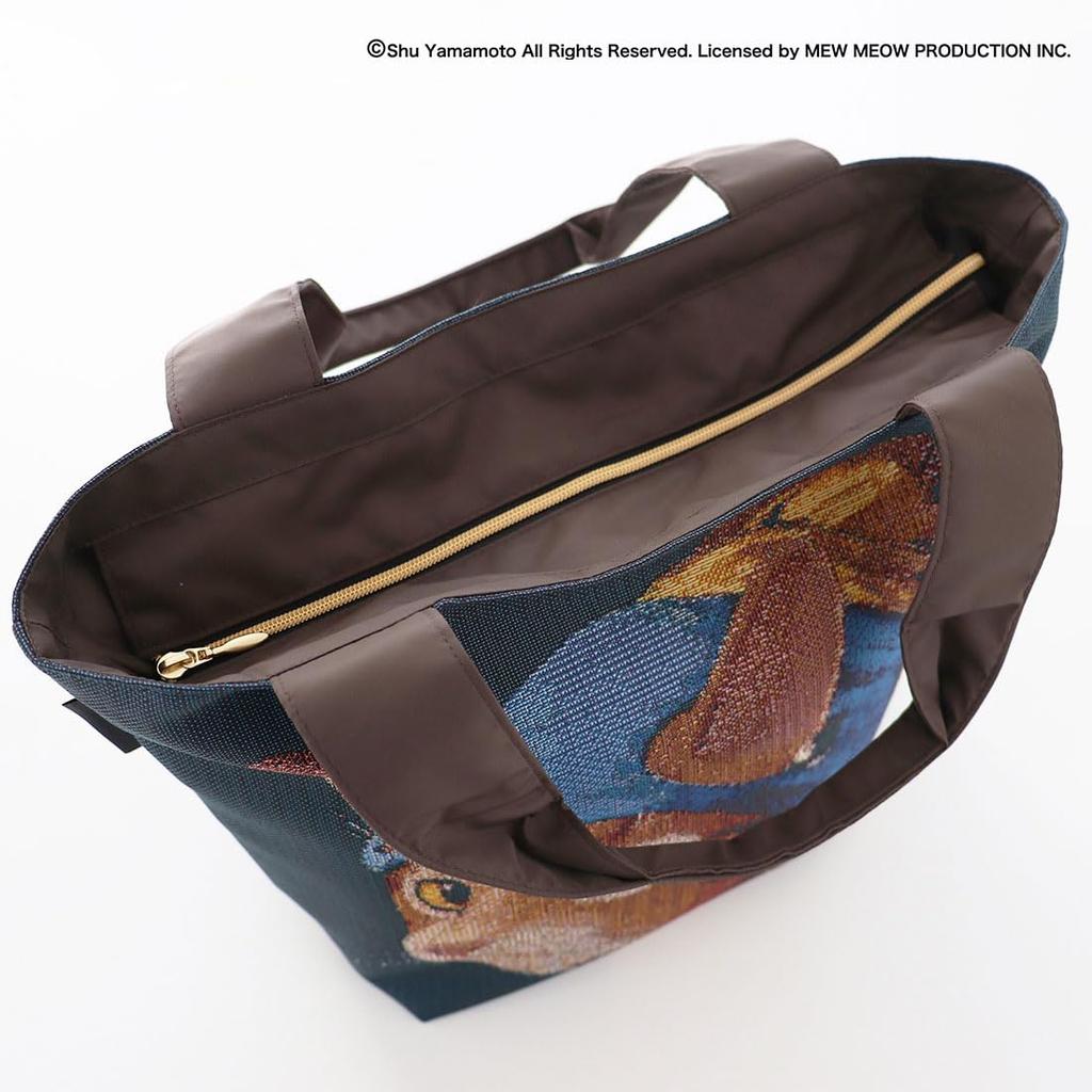 Bloeiende Kat Kunst Gobelin Tote Bag [Kattenmeisje met Pareloorbellen] door Johannes Ferneco, Dames, Ongeveer. 25 x 20 x 14 cm, 000660-0001-01