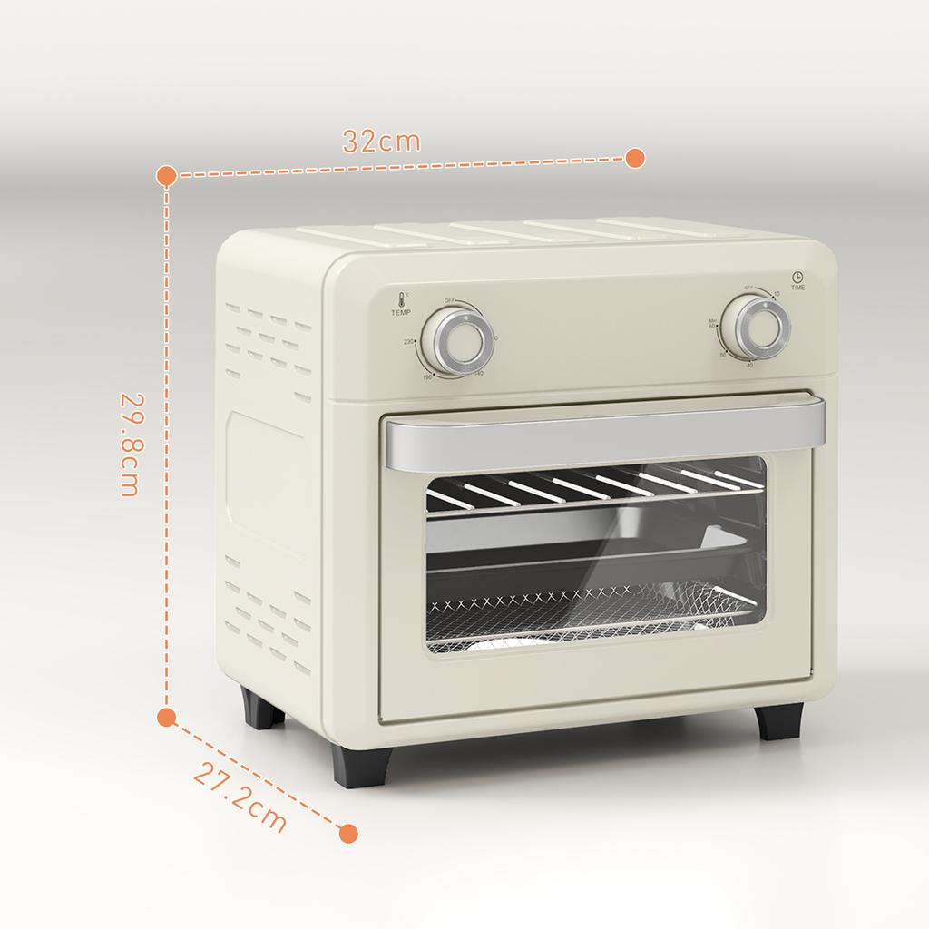 10L Air Fryer Oven, Mini Oven, Oil Free Cooking, Grill, Roast, Bake, with Adjustable Temperature, Timer, Dishwasher Safe, 1000W, Cream White