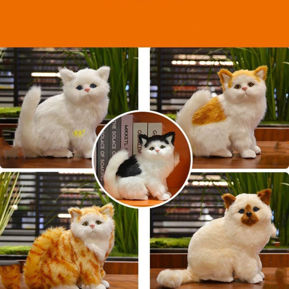 Animal Realistic Cat Stuffed Doll Sitting Posture Lifelike Cat Plush Toy  Photo Props