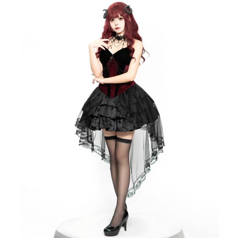 Halloween Court Duchess Diablo Gothic CO Uniform Cosplay Vampire Demon Witch Lace Dress