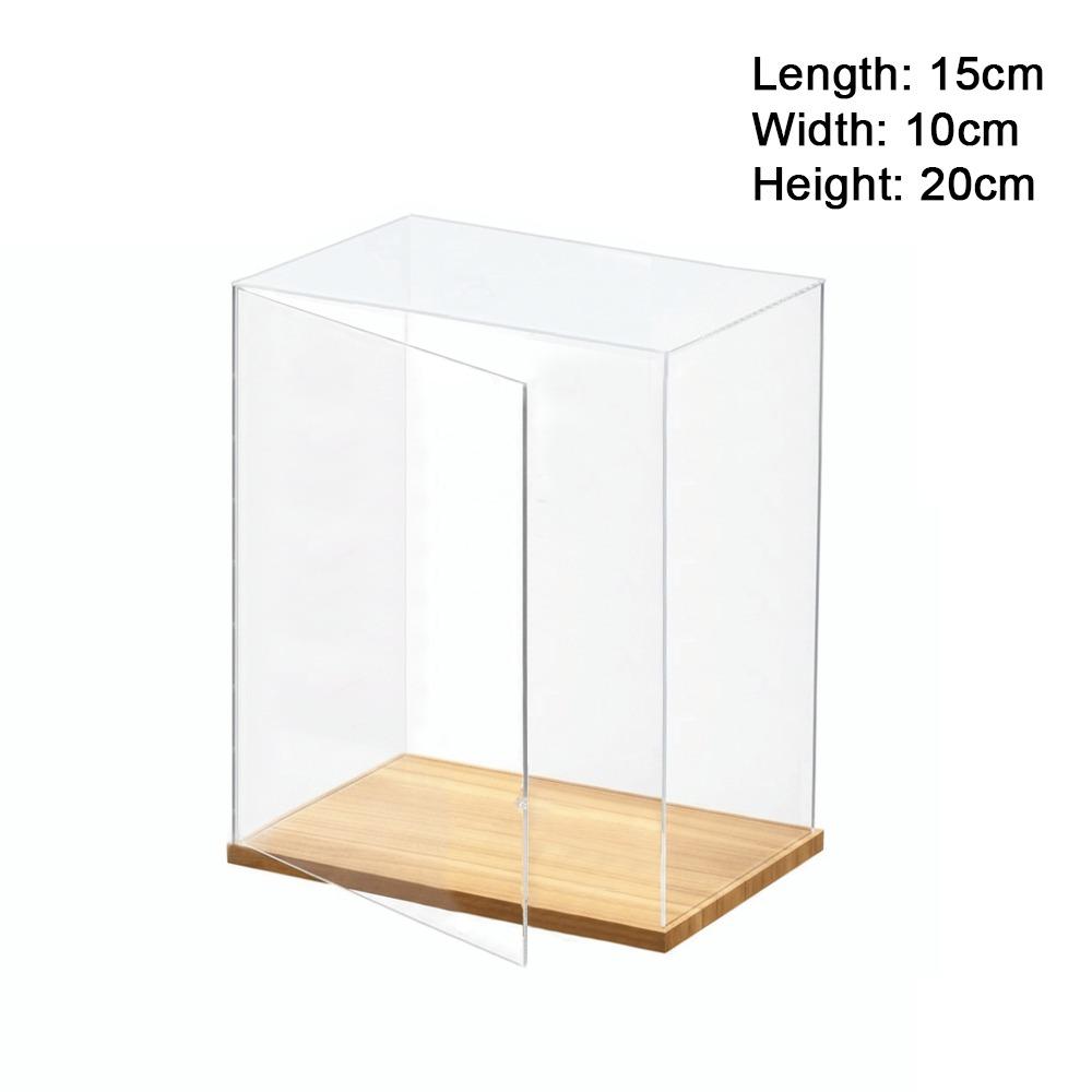Transparent Acrylic Acrylic Display Case Stackable Design No-glue Assembly Dustproof Cover Wooden Bottom Display Box