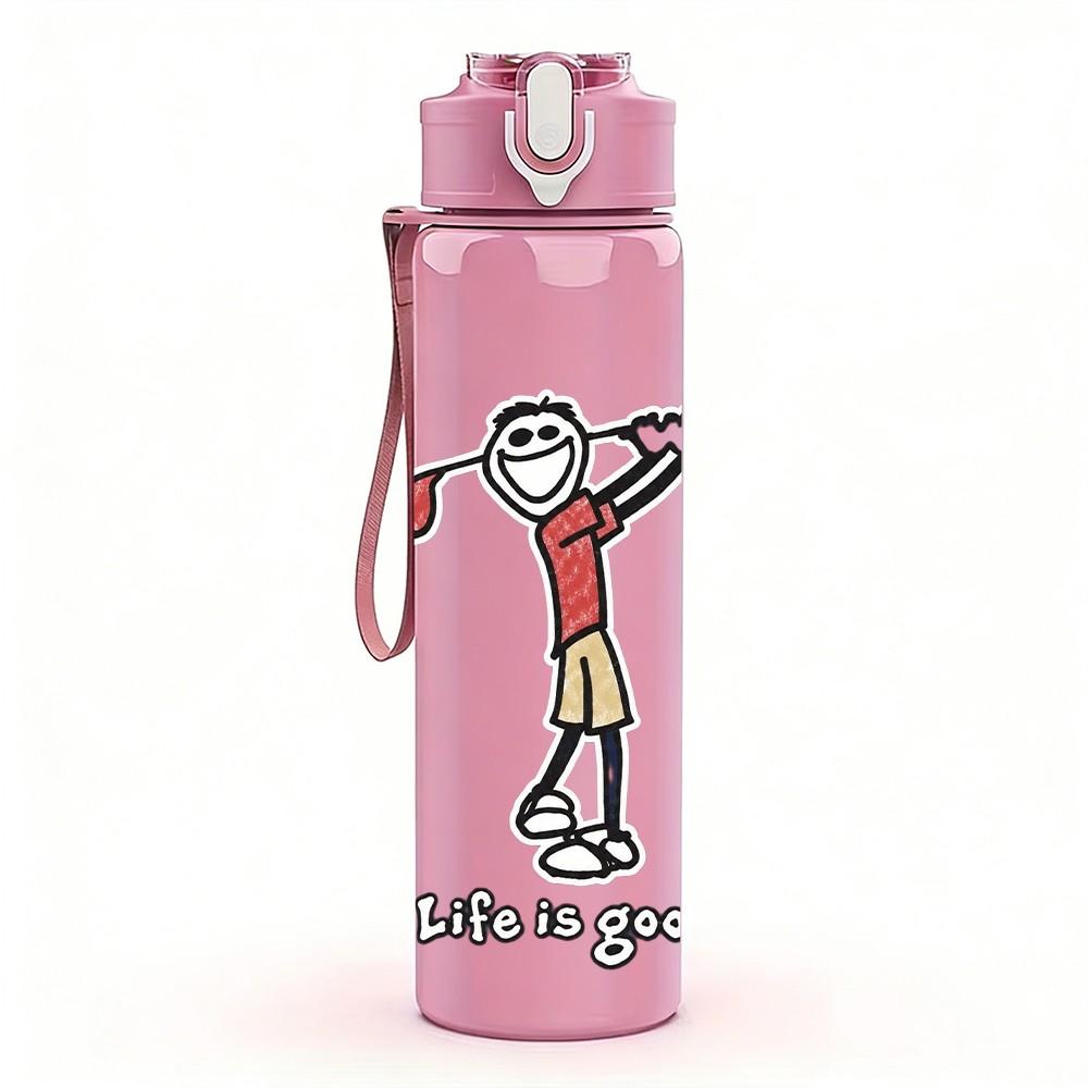 1PC Golf Sports Character Art 750ml sports water bottle leakproof straw lid outdoor office home