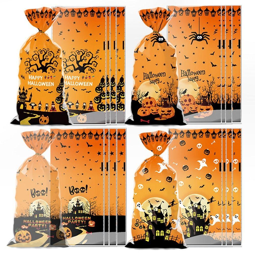 50pcs DIY Halloween Candy Bag Kids Favors Gift Wrapping Bag New Snack Packaging Pouch  Halloween
