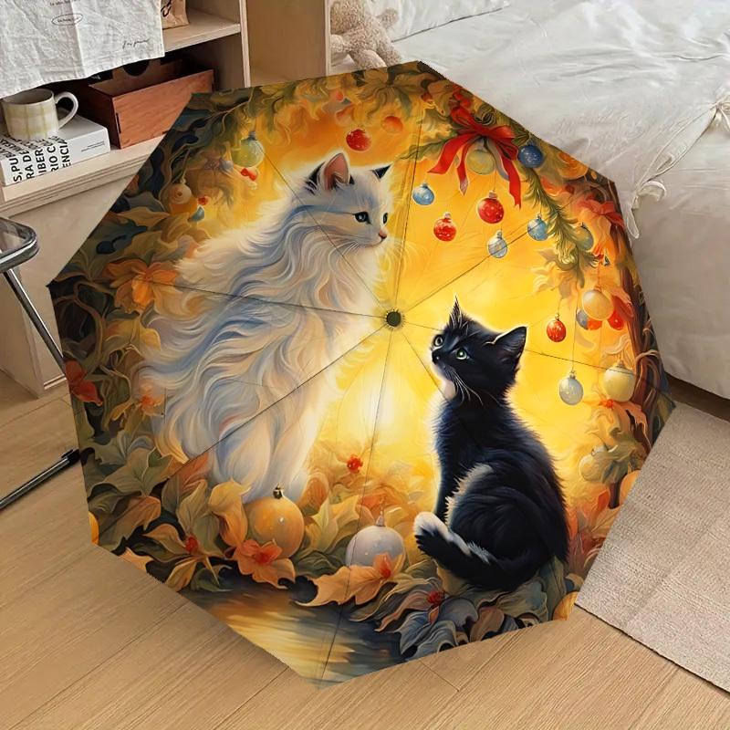 

1pc Cat Christmas Decorations Automatic Open/Close Umbrella, 8-Rib Sturdy Frame, Umbrella for Travel, Everyday, Formal Events yy251126059