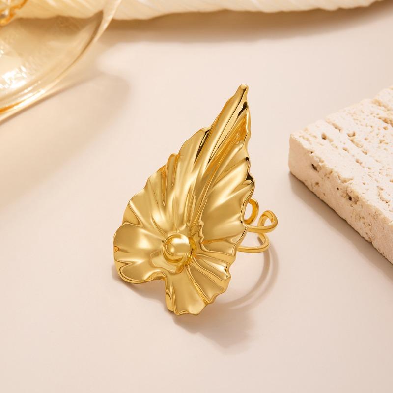 Europäischer und amerikanischer Titanstahlring mit Blumenöffnung, vergoldeter High-End-Zeigefingerring, farbenfroher, vielseitiger Ring, Schmuckgeschenk