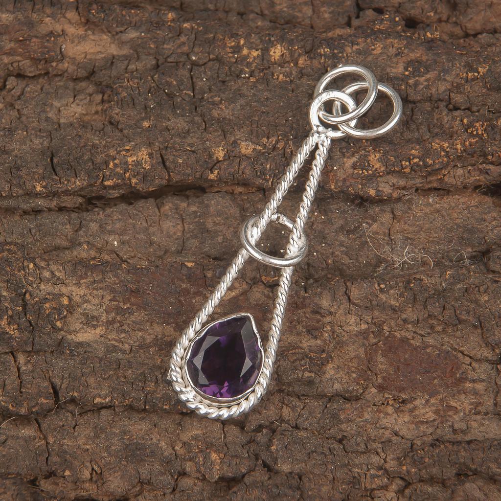 African Amethyst Gemstone Pendant, 935 Sterling Silver, Handmade Gorgeous Silver Pendant For Thanksgiving Gift