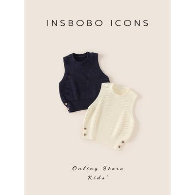 Insbobo Children's Sweater Girls' Top Spring and Autumn Casual Boys' Knitwear Baby Vest Children's Clothing Autumn