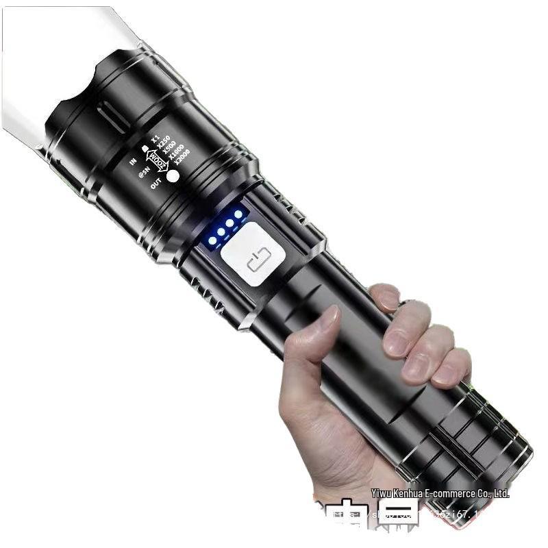 Rechargeable High-Power LED Flashlight: Small, Portable, Tactical, Multifunctional, Long-Range White Light
