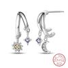 Curved Claw Snowflake Four-Leaf Star Stud Earrings For Women Shining Cubic Zirconia Fashion Ear Studs Daily Party Wear Jewelry