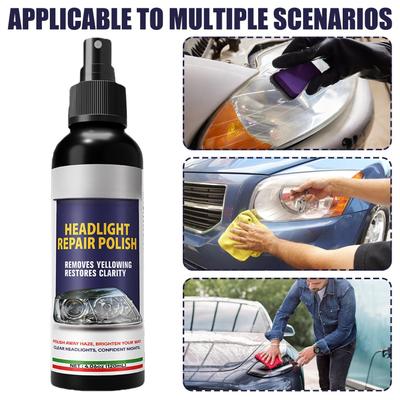 Automotive Headlight Restoration Kits 120ml Refurbishing Spray With Sponge Headlight Cleaning Kit For SUV Motorcycle Truck Home