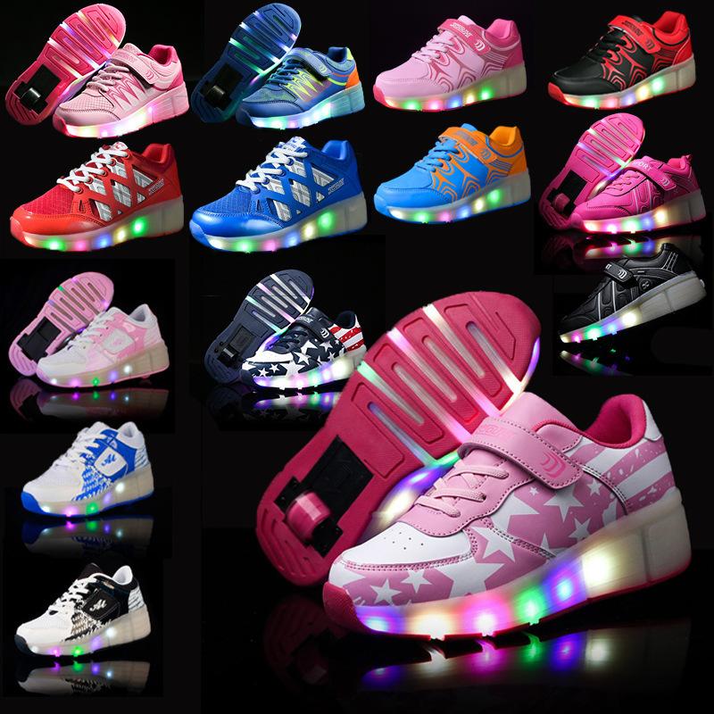 New Code Children's Single-wheel Runaway Shoes Vibrating Luminous Sole Double-wheel Colorful Light Wheel Shoes