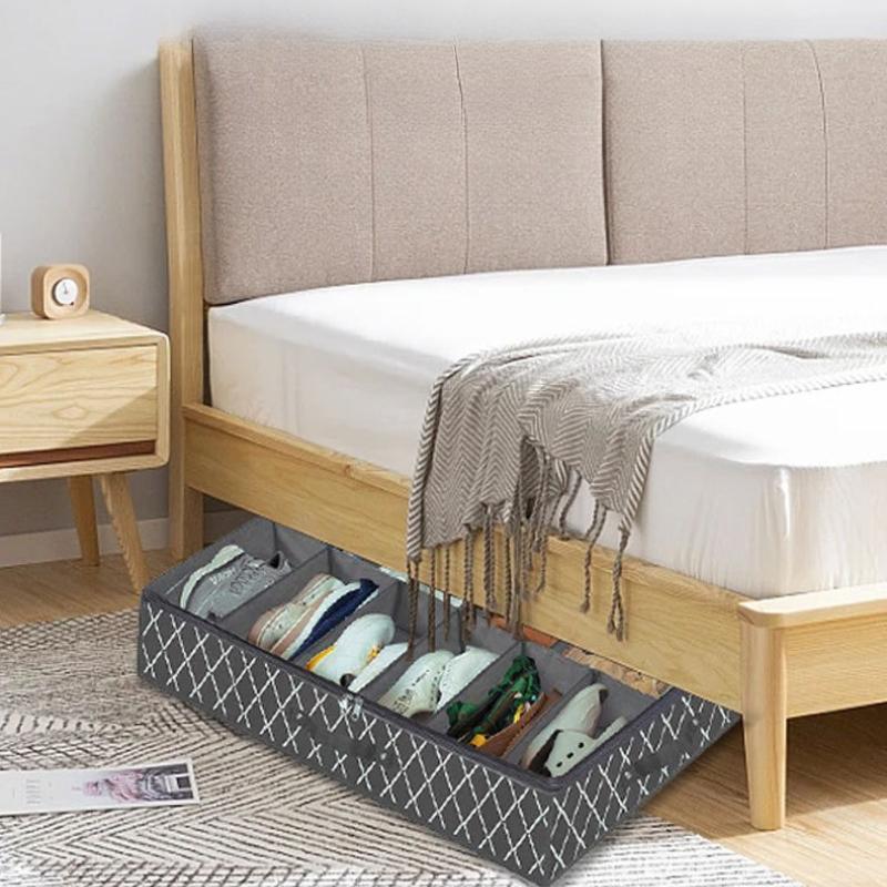 Vlies-Schuhboxen Organizer Faltbar Schrank Schrank Schuhe Halter Transparent Unterbett Staubdicht 12 Paar Schuhe Aufbewahrungstaschen