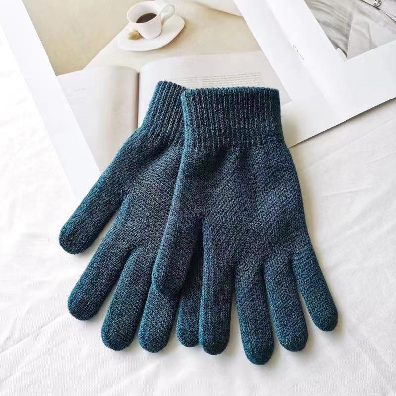 

Унисекс зимние ребристые вязаные перчатки с полными пальцами, базовые утолщенные плюшевые варежки, волшебные термоутеплители для запястий для женщин и мужчин one size
