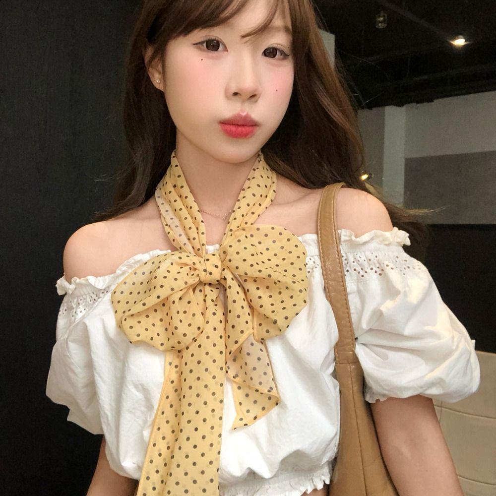 Creative Gift Polka Dot Pattern Floral Long Scarf Lightweight Polyester Belt Decorative Performance Props Hip Scarf
