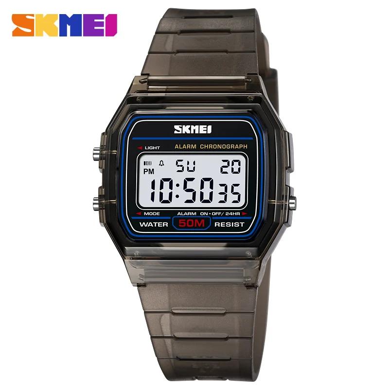 SKMEI 2056 LED Men Sport Square Mirror Face Silicone Women Digital Wristwatch Electronic Alarm Clock Reloj Hombre Unisex Watches