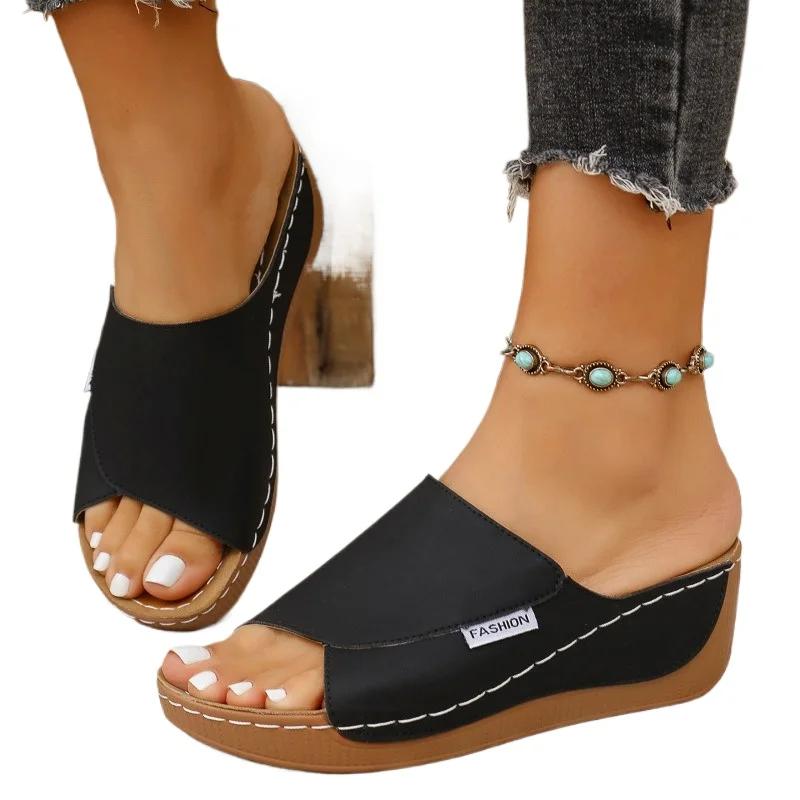 2025 Hot Sale Female Shoes Plus Size Open Toe Women's Slippers Casual Platform Wedges Sandals Outdoor Daily Comfortable