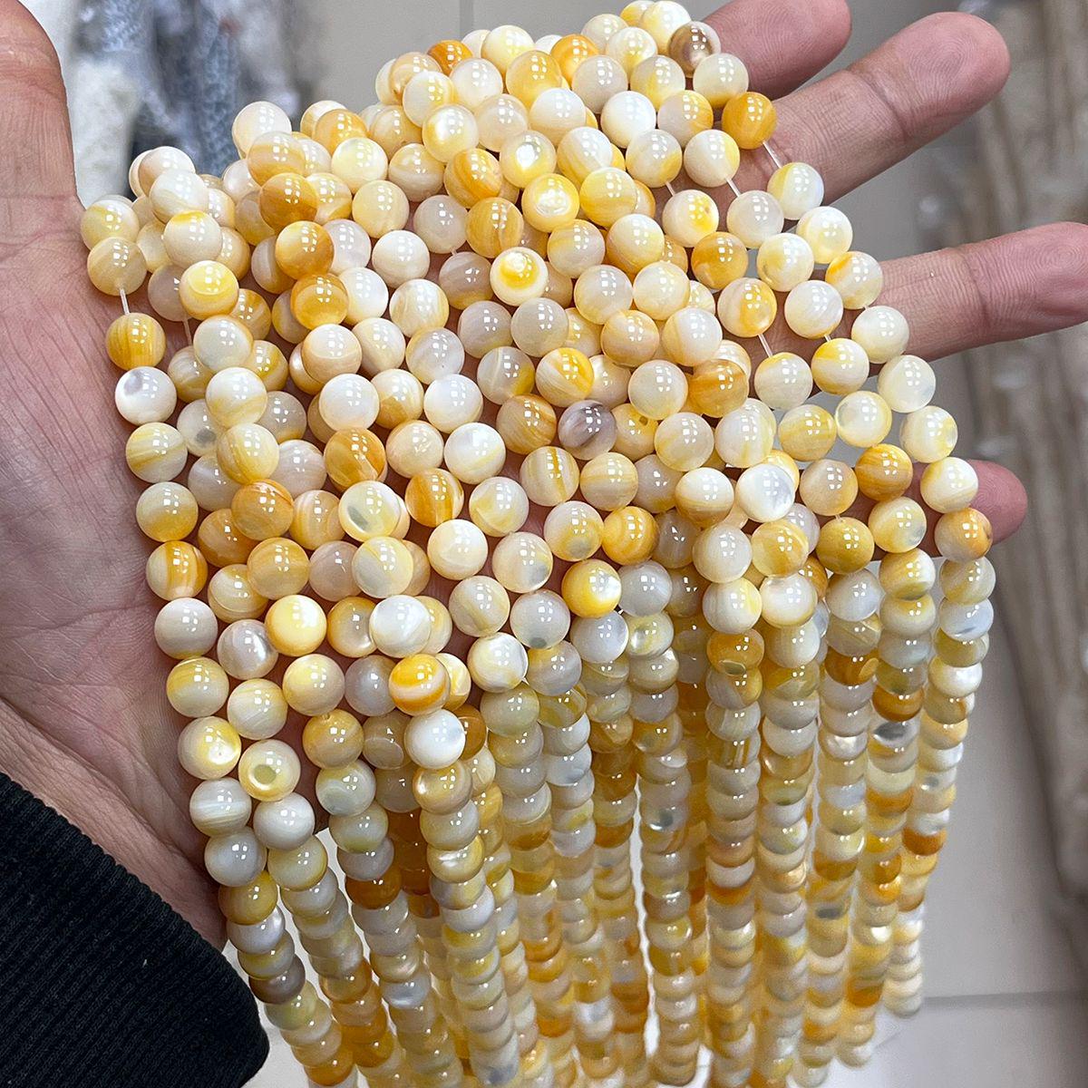 

Natural Yellow Scallop Shell Round Beads for DIY Bracelets and Necklaces - Handmade Jewelry Accessories. 4mm Strand (~90 beads)