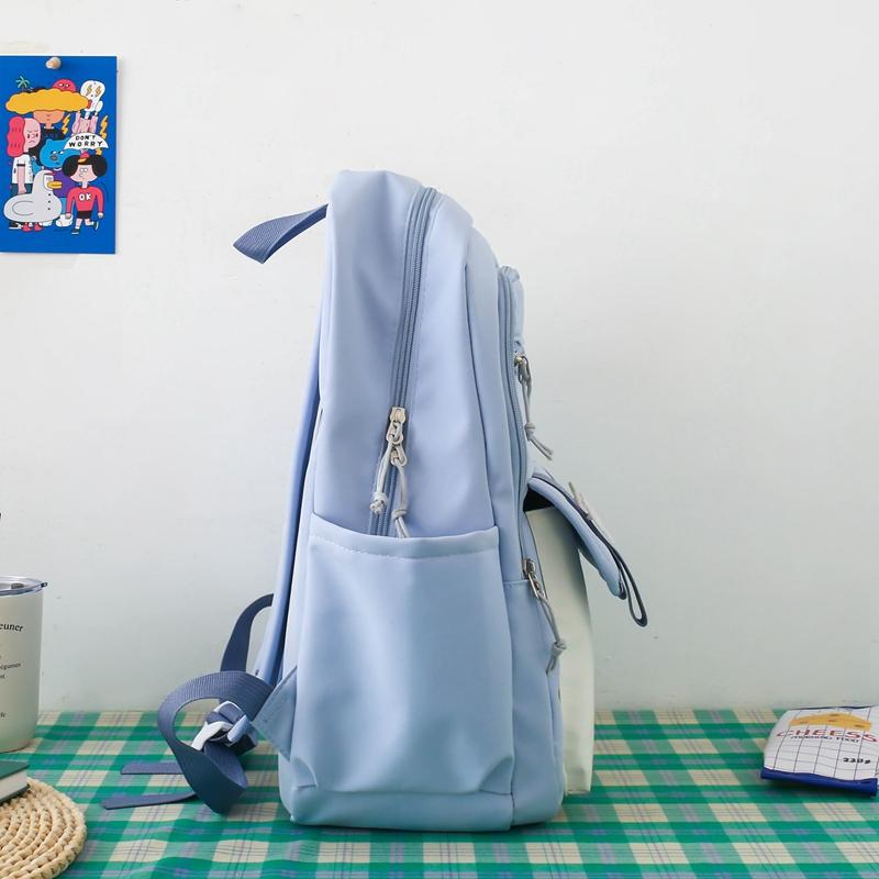 Four-Piece Backpack Set Student Schoolbag Stitching Contrast Color Campus Backpack Large Capacity Backpack for Primary and Secondary School Students