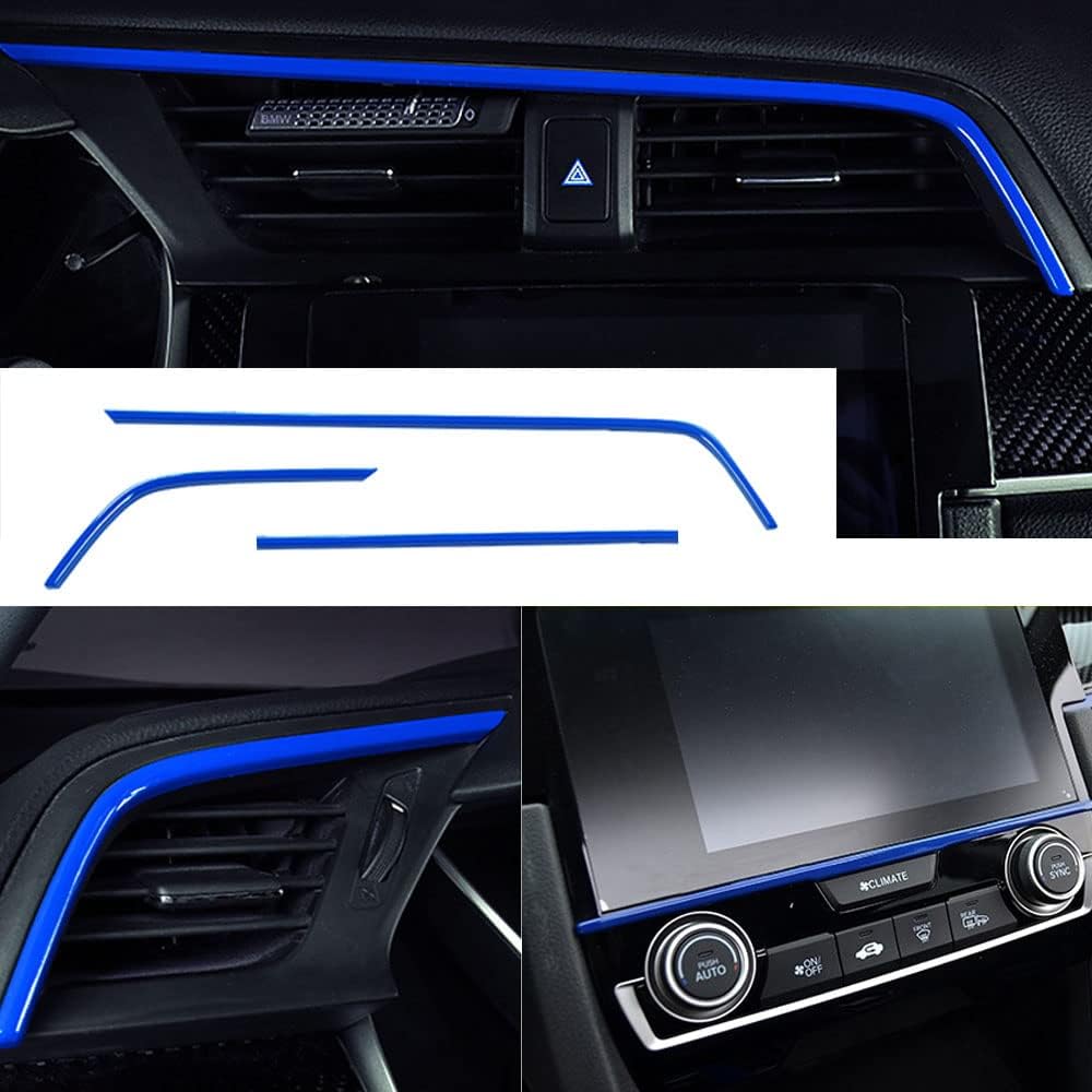 Rifoda for Honda 10th Gen Civic 2016 2017 2018 2019 2020 ABS Carbon Fiber Grain Console Center Dashboard Cover and Gear Box and Steering Wheel Trims