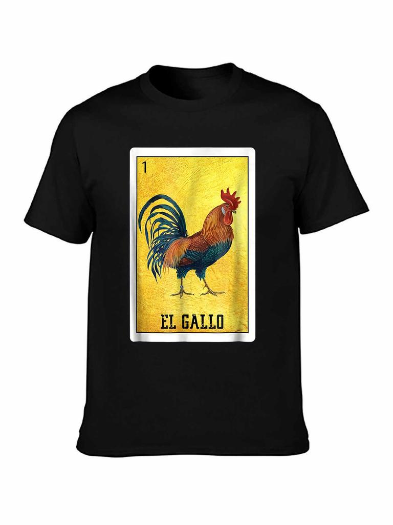 brand men shirt El Gallo Chicken Shirts Mexican Rooster Loteria Card T Shirt