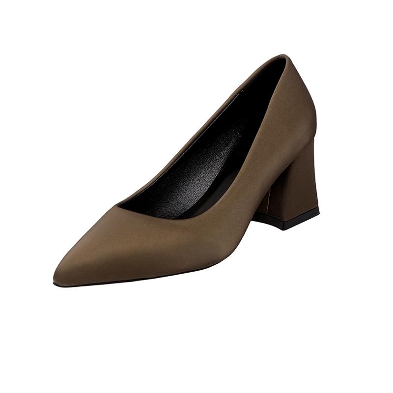 New Women Slip-On Chunky Heels High Heels Women Temperament Pointed Toe Shallow Sexy Wedding Shoes Pumps Plus Size 35-42