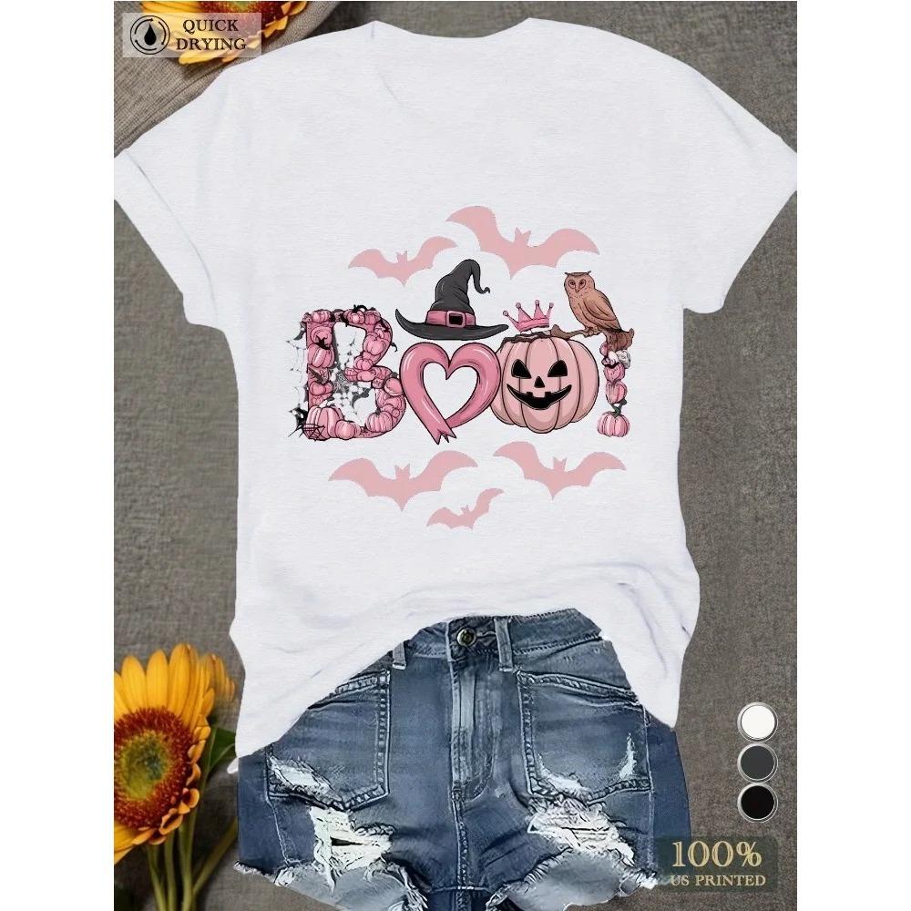 Halloween cloth pattern printed women's fashionable PS short sleeved loose comfortable T-shirt Harajuku women's plus size Y2K