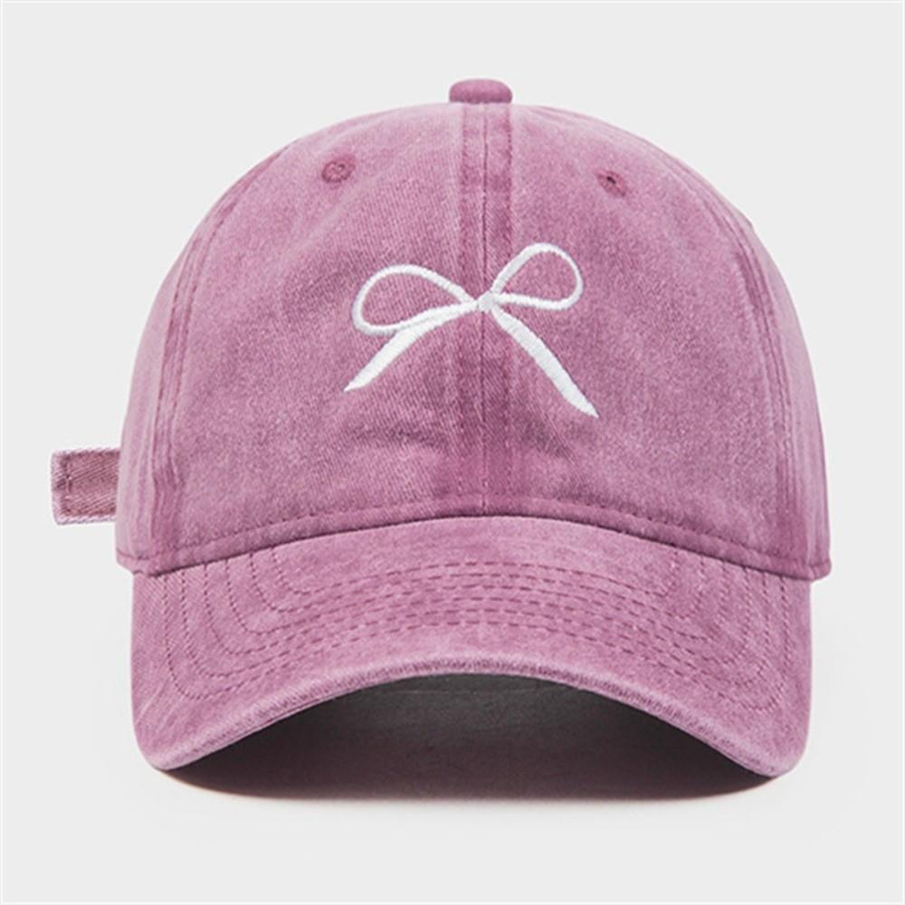 Embroidery Bow Sun Cap Adjustable Sun Hat Casual Baseball Cap розовый