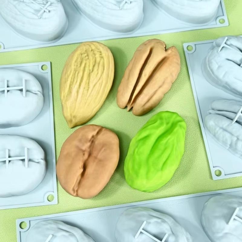 Nut-Shaped Silicone Mold Almond/Pistachio/Pecan/Coffee Bean Mousse Mold DIY Candles Chocolate Ice Mould Kitchen Cake Decor Tool