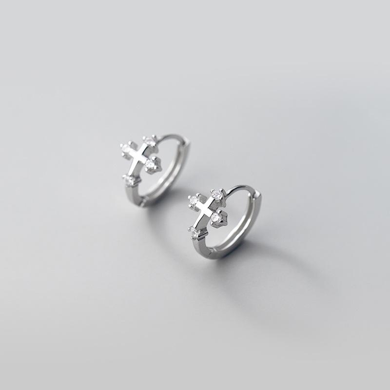 

Cross Hoop Earrings for Women Girls Real 925 Silver Small Earring Allergy Free Jewelry