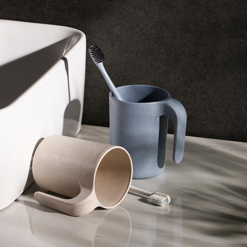 Trendy Unisex Cawan Minum Fashion Wash Cup Men Bathroom Multifunctional Wheat Straw Women Kitchen Mouthwash Cup with Handles Fashion Simple