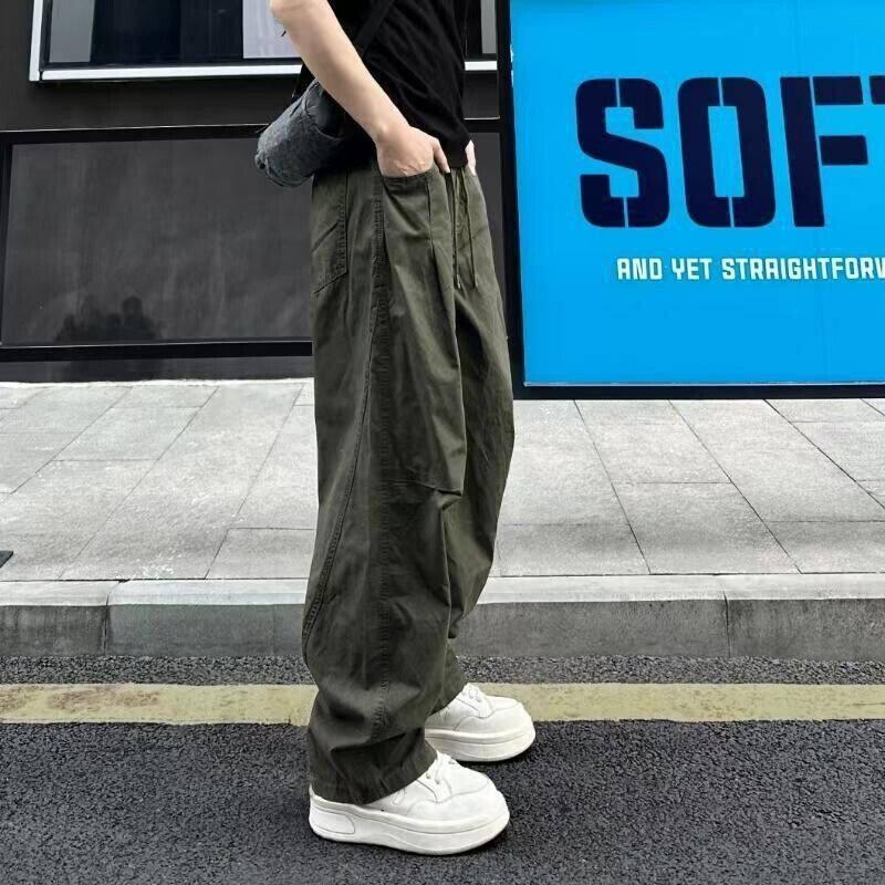 Black American scimitar pants men's thin ruffian handsome high-end casual overalls loose straight sports trousers