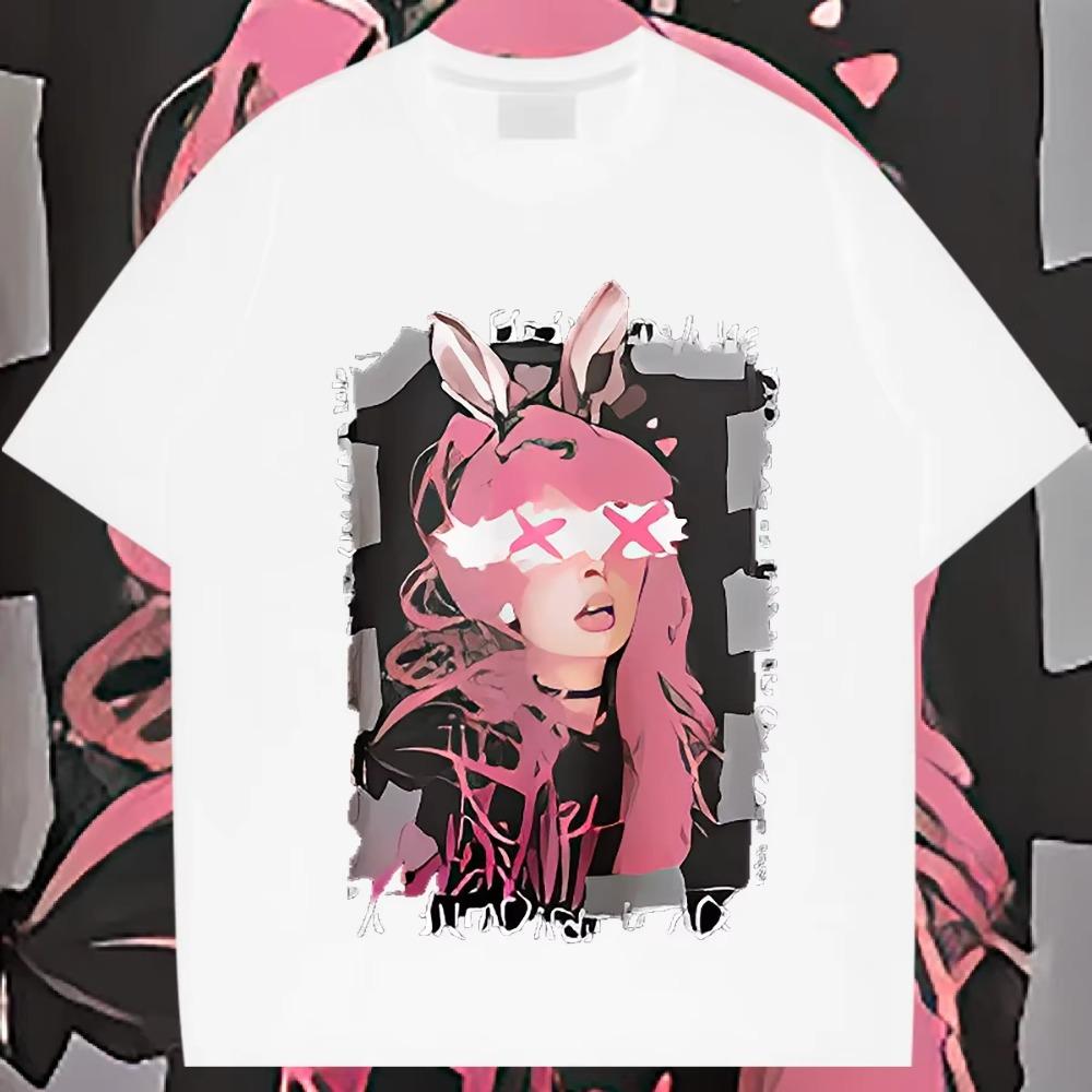 Anime Gril Loose Oversized Tees Retro Harajuku For Men Shirt  Rap Style T Shirt Casual Style Clothes Breathable Tops