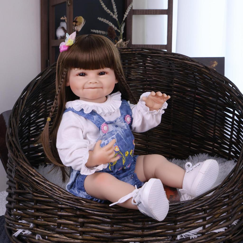 KEIUMI 55cm Reborn Girl Doll Full Silicone Vinyl Smiling Newborn Baby Doll toy Christmas Gifts Early Educational Playmate