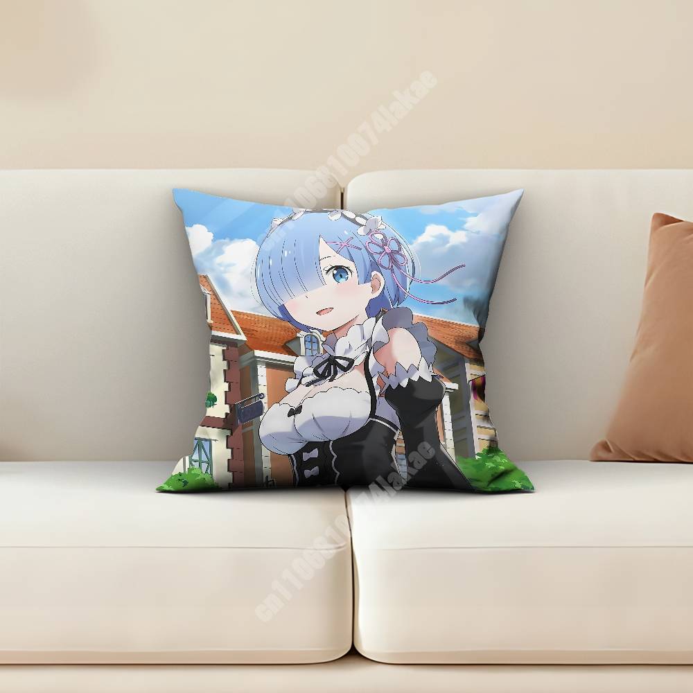 Rem Re Zero Pillow Cover Cushion Case Sofa Couch Modern Apartment Decor Family Furnishing